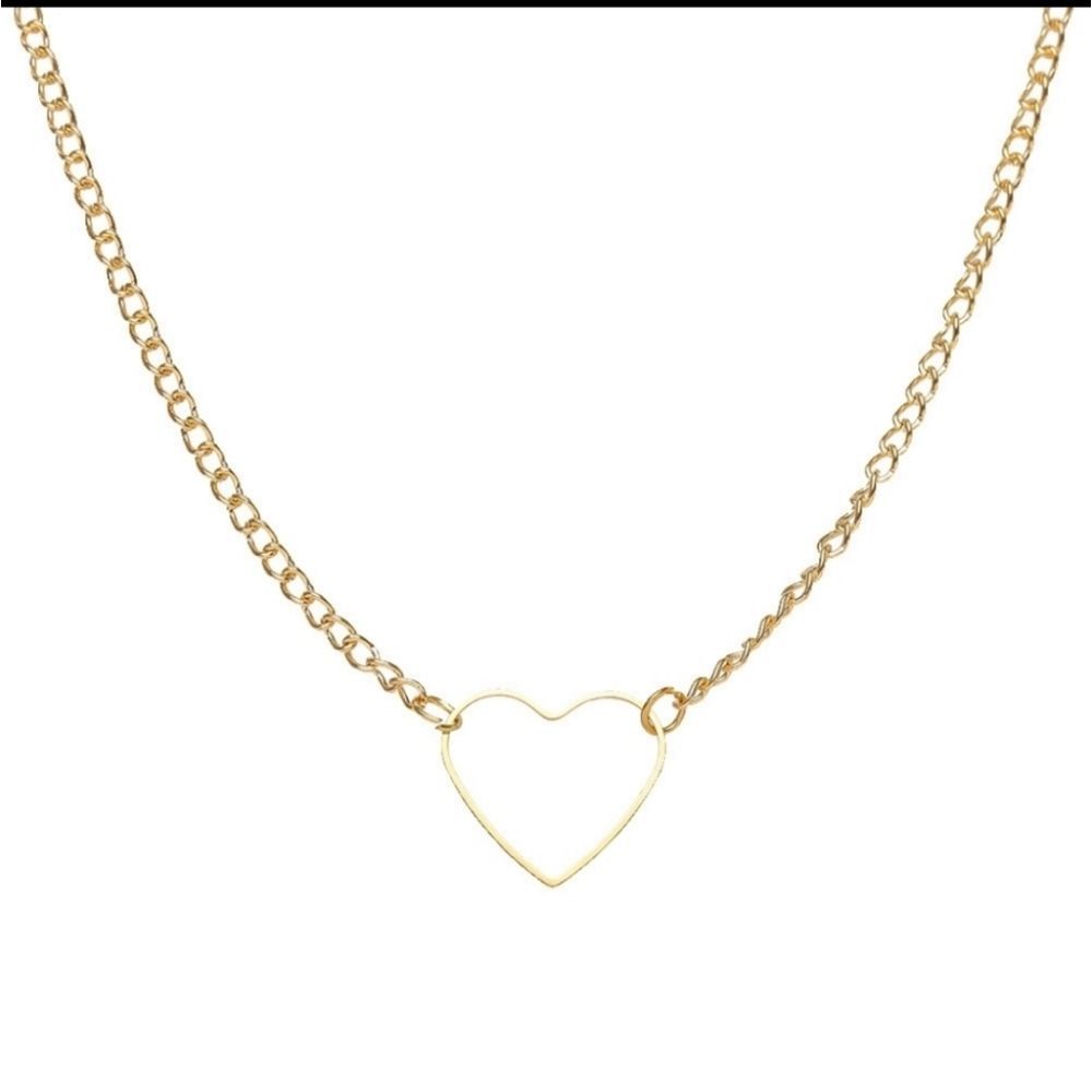 Gold Heart Choker Necklace - Picture 4 of 6